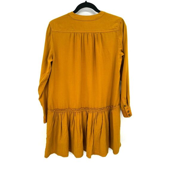 NWT ANTHROPOLOGIE Maeve Mustard Yellow Marlie Button Front Tunic Dress 4 Petite - Picture 3 of 10
